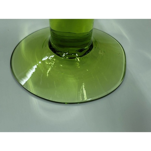Vintage Bischoff Glass Hand Blown Green Compote Controlled Bubbles - Picture 6 of 11